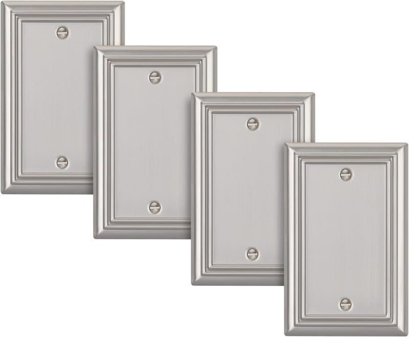 DEWENWILS 4-Pack Blank Wallplates, Brushed Nickel Outlet Cover, Stanless Steel - Image 1